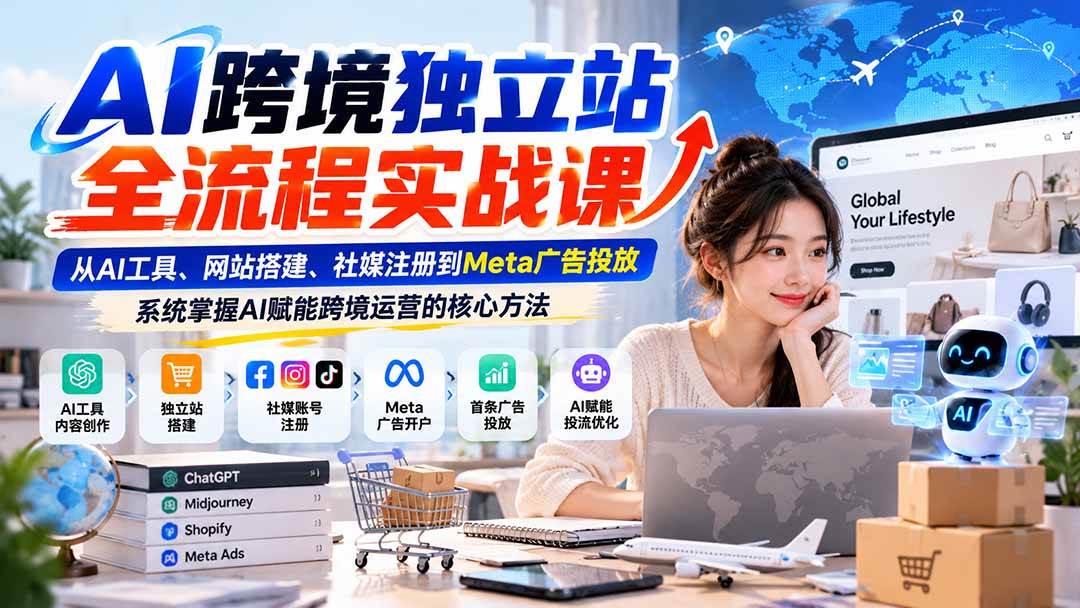 (21056期)AI跨境独立站全流程实战课:从AI工具、网站搭建、社媒注册到Meta广告投放,系统掌握AI赋能跨境运营的核心方法-好耶资源