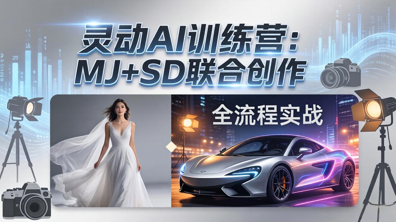 灵动AI训练营-3.0课程：MJ+SD联合创作，从婚纱大片到汽车广告，摄影后期全流程实战-好耶资源