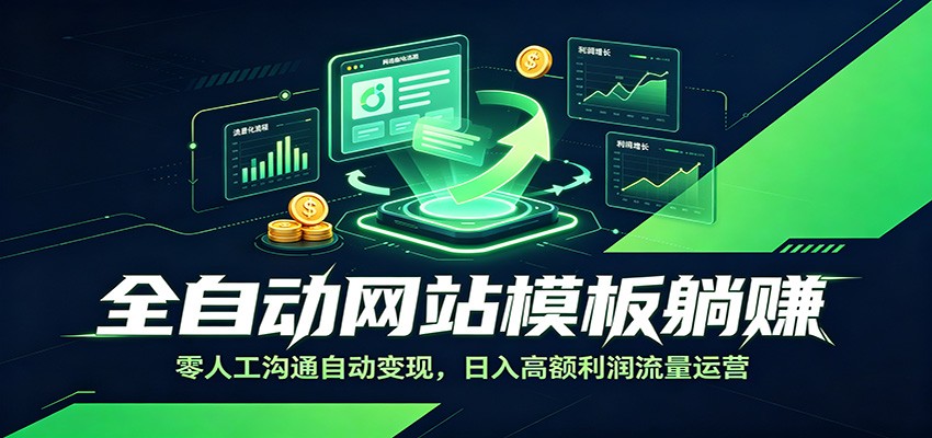 全自动网站模板躺赚:零人工沟通自动变现,日入高额利润流量运营-好耶资源