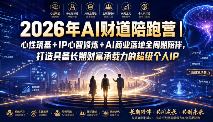 2026年AI财道陪跑营|心性筑基+IP心智修炼+AI商业落地全周期陪伴,打造具备长期财富承载力的超级个人IP-好耶资源