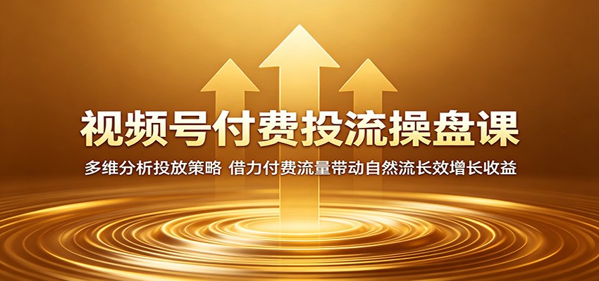 视频号付费投流操盘课：多维分析投放策略，借力付费流量带动自然流长效增长收益-好耶资源