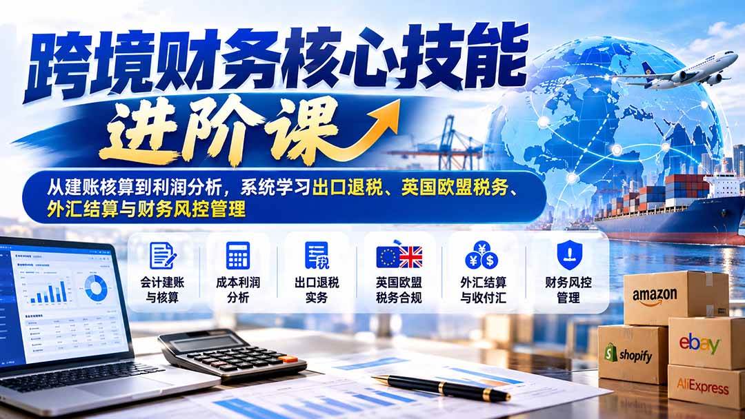 (21075期)跨境财务核心技能进阶课:从建账核算到利润分析,系统学习出口退税、英国欧盟税务、外汇结算与财务风控管理-好耶资源