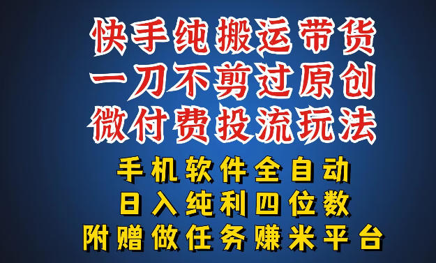 最新黑科技快手搬运带货方法,手机就能操作,轻松带你日入四位数【揭秘】-好耶资源