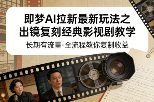 即梦AI拉新最新玩法之出镜复刻经典影视剧教学,长期有流量,全流程教你复制收益-好耶资源