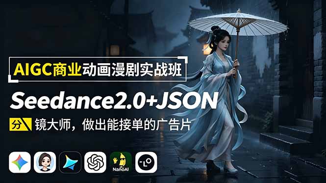AIGC商业动画漫剧实战班-更新：Seedance2.0+JSON分镜大师，做出能接单的广告片-好耶资源