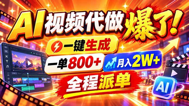 (21114期)2026年底新赛道,AI视频代做一单800+,小白可做,告别打工-好耶资源