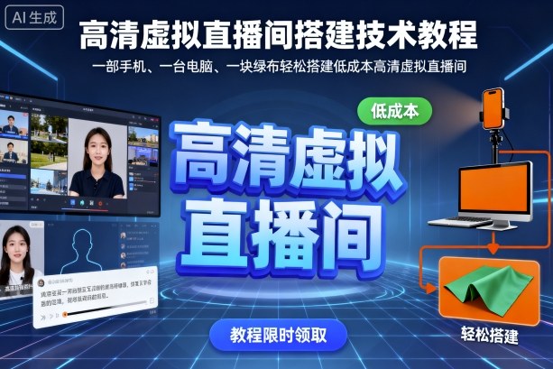 高清虚拟直播间搭建技术教程，一部手机、一台电脑、一块绿布轻松搭建低成本高清虚拟直播间-好耶资源