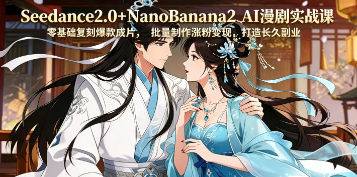 Seedance2.0+NanoBanana2 AI漫剧实战课，零基础复刻爆款成片涨粉变现，打造长久副业收益-好耶资源