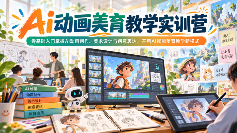 Ai动画美育教学实训营,零基础入门掌握AI动画创作、美术设计与创意表达,开启AI赋能美育教学新模式-好耶资源