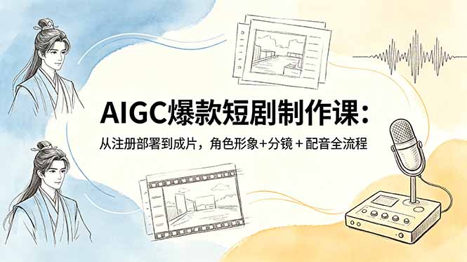 AIGC爆款短剧制作课:从注册部署到成片,角色形象+分镜+配音全流程-好耶资源