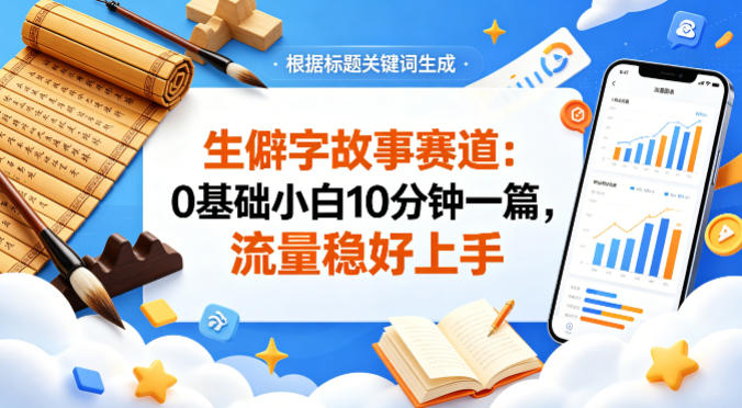 公众号流量主——生僻字故事赛道，流量稳，好上手，0基础小白也能10分钟一篇-好耶资源