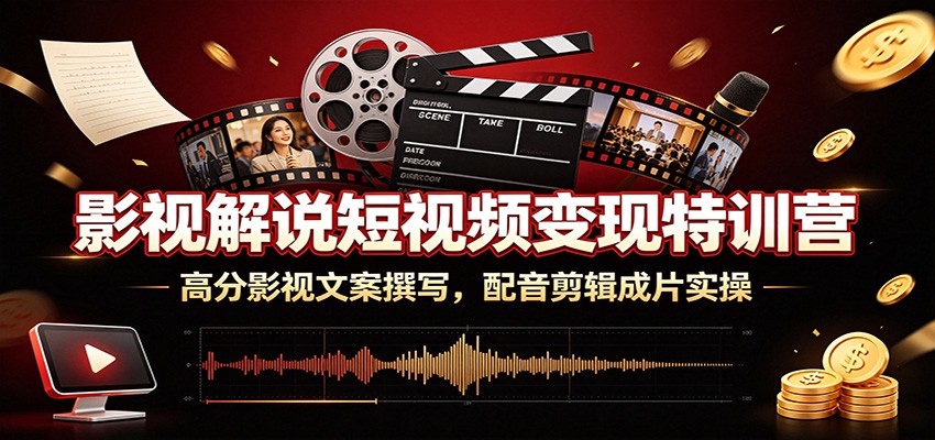 影视解说短视频变现特训营:高分影视文案撰写,配音剪辑成片实操-好耶资源