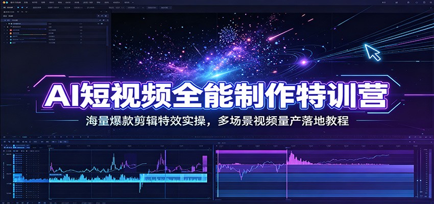 AI短视频全能制作特训营：海量爆款剪辑特效实操，多场景视频量产落地教程-好耶资源