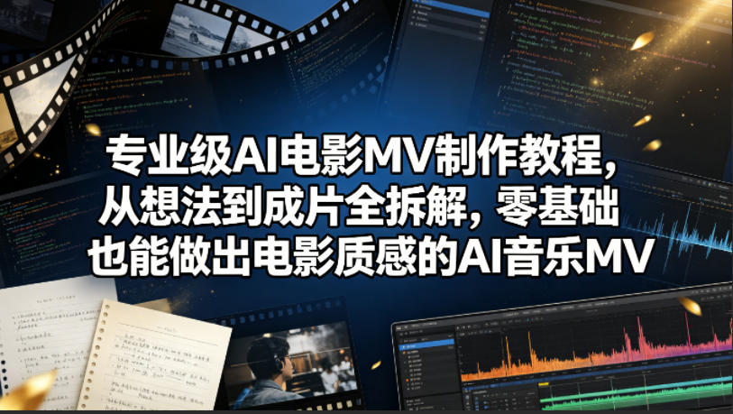 专业级AI电影MV制作教程，从想法到成片全拆解，零基础也能做出电影质感的AI音乐MV-好耶资源