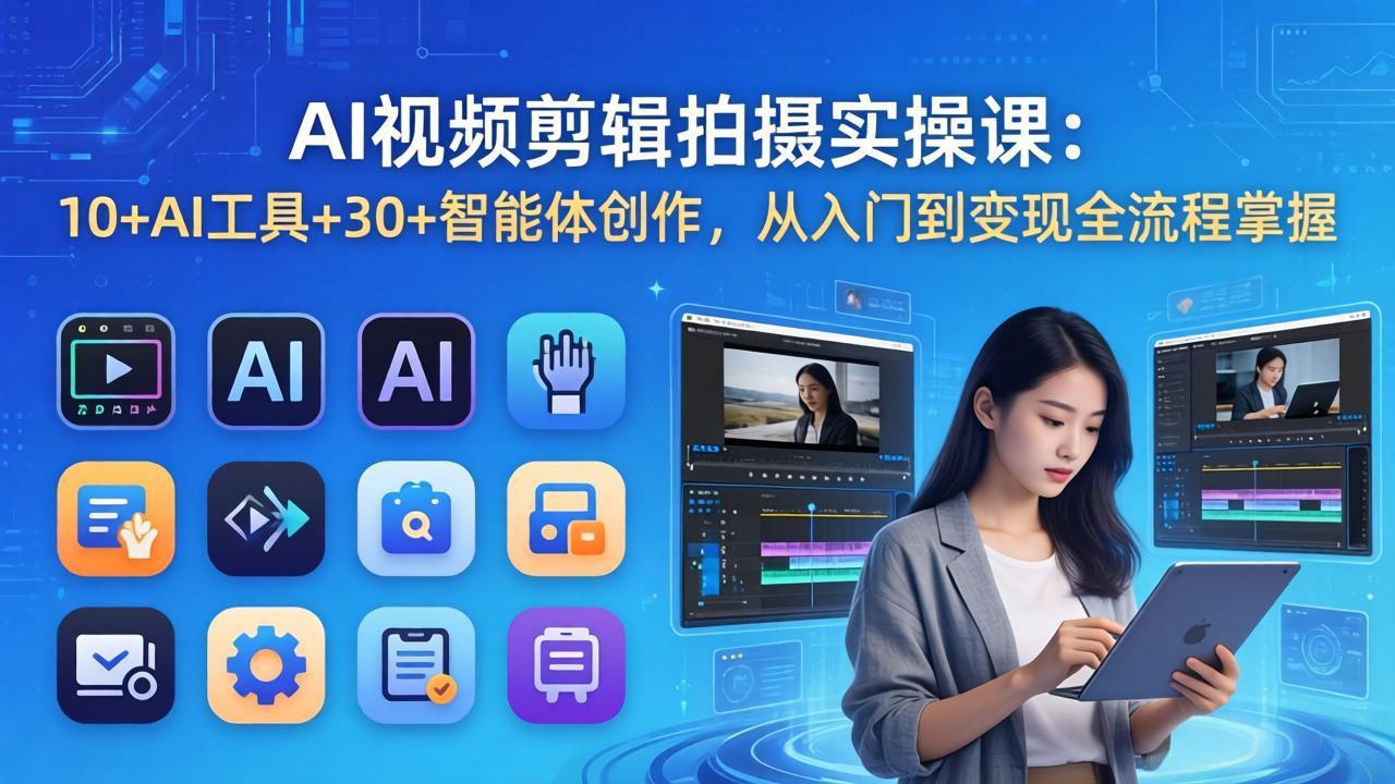 AI 视频剪辑拍摄实操课：10+AI工具+30+智能体创作，从入门到变现全流程掌握-好耶资源