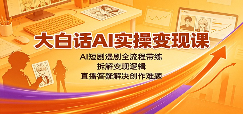 大白话AI实操变现课:AI短剧漫剧全流程带练,拆解变现逻辑,直播答疑解决创作难题-好耶资源