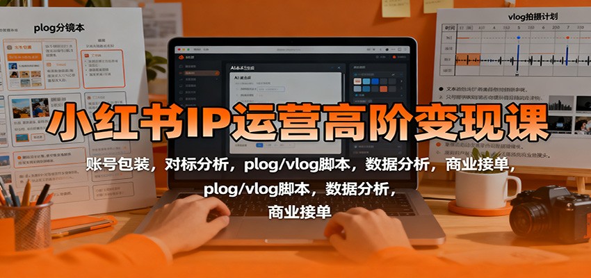 小红书IP运营高阶变现课:账号包装,对标分析,plog/vlog脚本,数据分析,商业接单-好耶资源