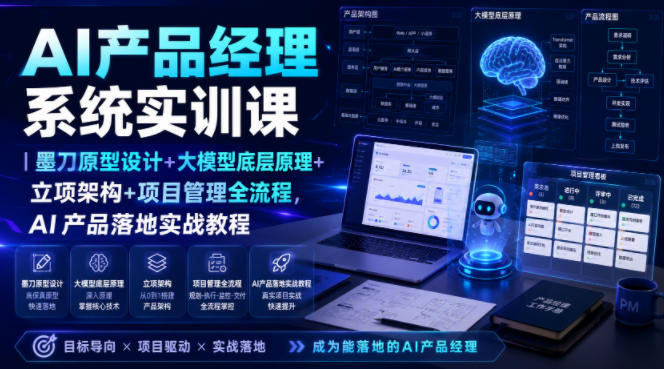 AI产品经理系统实训课｜墨刀原型设计+大模型底层原理+立项架构+项目管理全流程，AI产品落地实战教程-好耶资源