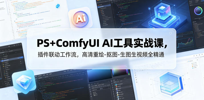 PS+ComfyUI AI工具实战课，插件联动工作流，高清重绘-抠图-生图生视频全精通-好耶资源