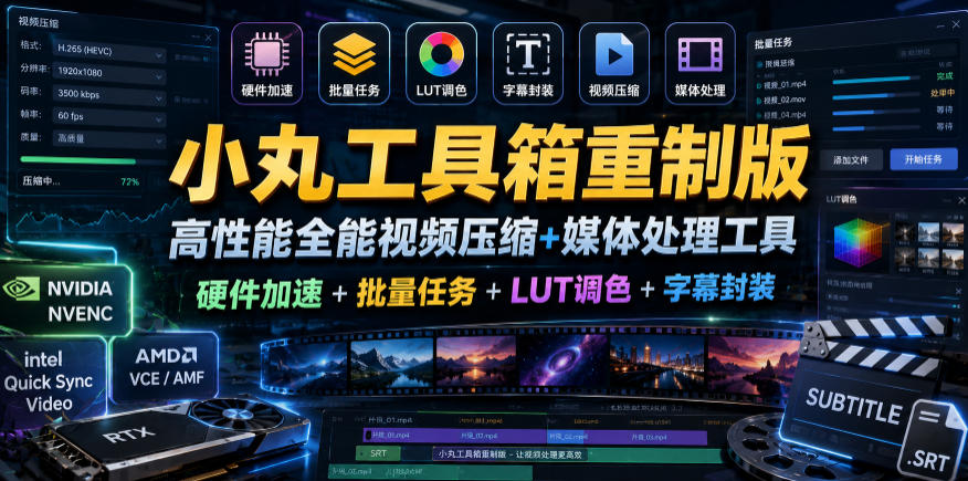 小丸工具箱重制版–高性能全能视频压缩+媒体处理工具｜硬件加速+批量任务+LUT调色+字幕封装-好耶资源