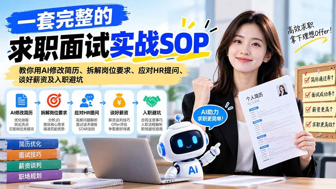 （21259期）一套完整的求职面试实战SOP：教你用AI修改简历、拆解岗位要求、应对HR提问、谈好薪资及入职避坑-好耶资源