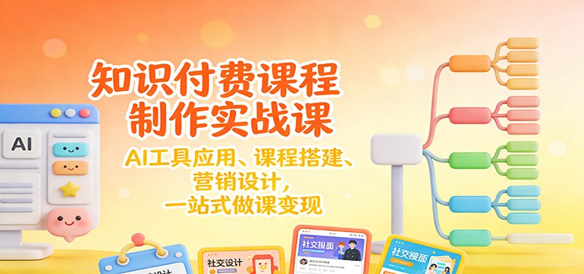 知识付费课程制作实战课：AI工具应用 、课程搭建、营销设计，一站式做课变现-好耶资源