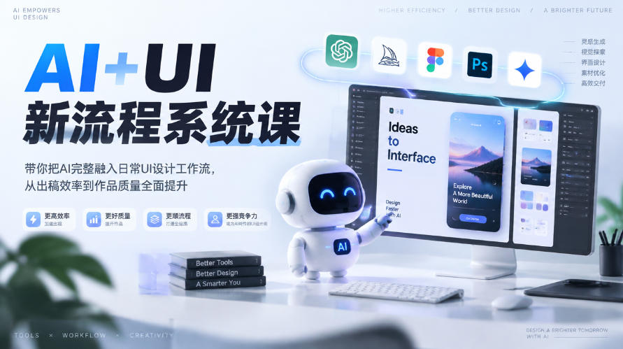 【无水印】AI+UI新流程系统课,带你把AI完整融入日常UI设计工作流,从出稿效率到作品质量全面提升(2026第4期) 【无水印】AI+UI新流程系统课,带你把AI完整融入日常UI设计工作流,从出稿效率到作品质量全面提升(2026第4期)