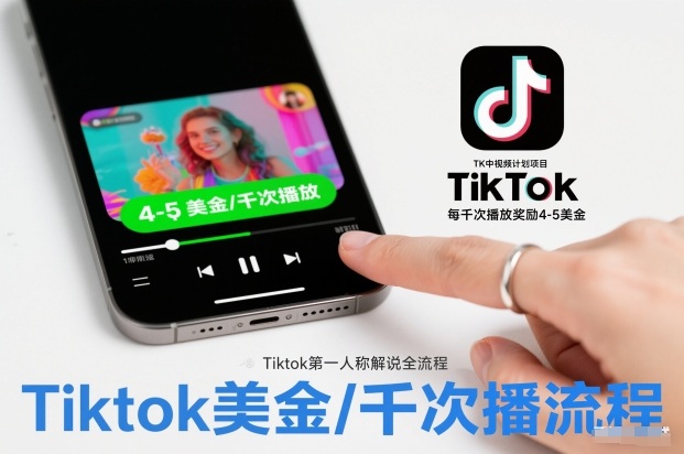 TK中视频计划项目，Tiktok第一人称解说流程，每干次播放奖励4-5美金-好耶资源