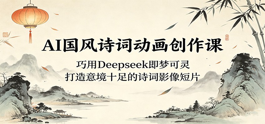 AI国风诗词动画创作课：巧用Deepseek即梦可灵，打造意境十足的诗词影像短片-好耶资源