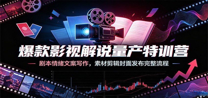 爆款影视解说量产特训营：剧本情绪文案写作，素材剪辑封面发布完整流程-好耶资源