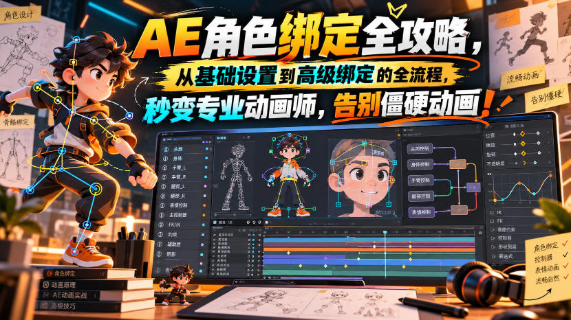 【无水印】AE角色绑定全攻略，从基础设置到高级绑定的全流程，秒变专业动画师，告别僵硬动画！【原创双语字幕】-好耶资源