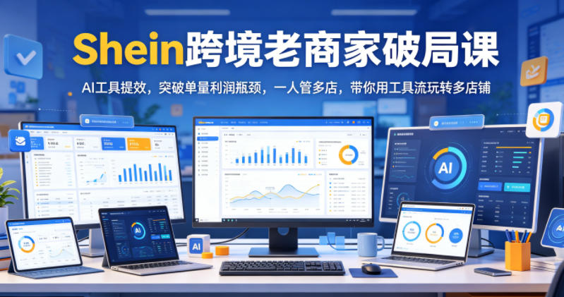 Shein跨境老商家破局课，AI工具提效，突破单量利润瓶颈，一人管多店，带你用工具流玩转多店铺-好耶资源