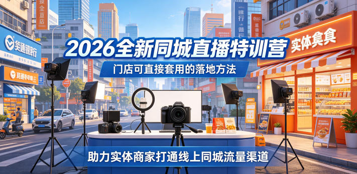 2026全新同城直播特训营，门店可直接套用的落地方法，助力实体商家打通线上同城流量渠道-好耶资源