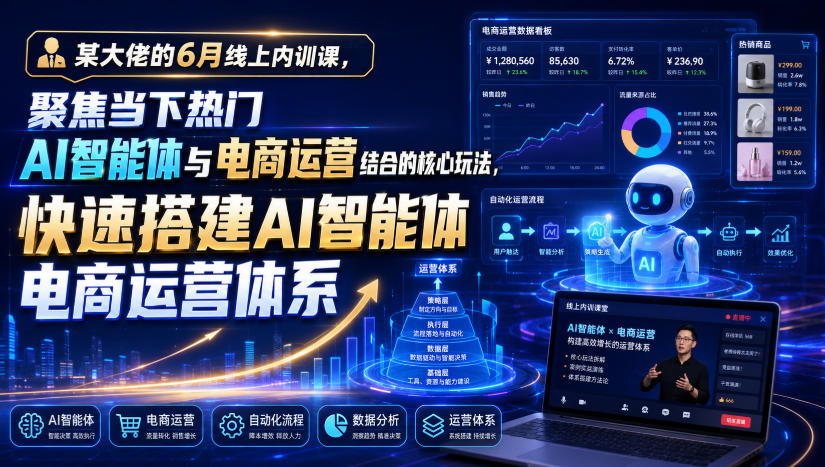 某大佬的6月线上内训课，聚焦当下热门AI智能体与电商运营结合的核心玩法，快速搭建AI智能体电商运营体系-好耶资源
