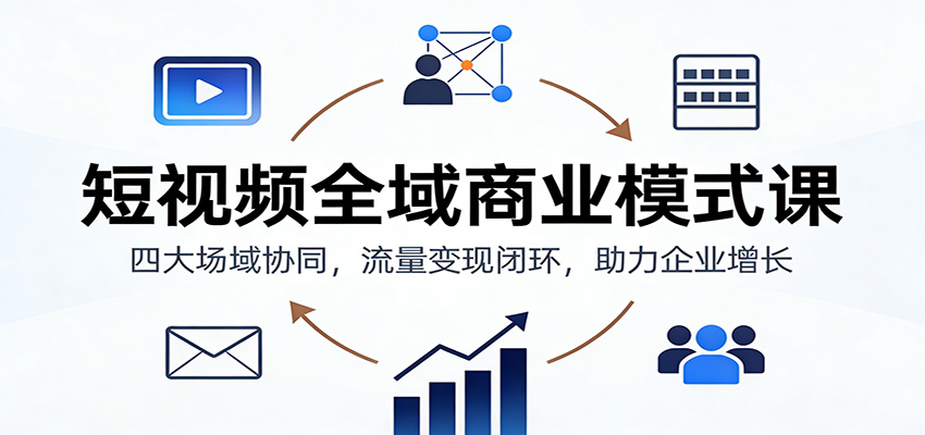 短视频全域商业模式课：四大场域协同，流量变现闭环，助力企业增长-好耶资源