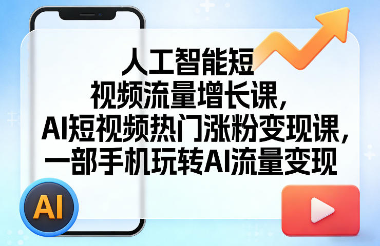 人工智能短视频流量增长课,AI短视频热门涨粉变现课,一部手机玩转AI流量变现-好耶资源