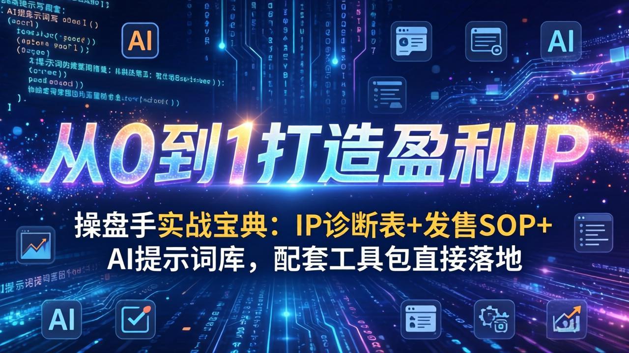 操盘手实战宝典：IP诊断表+发售SOP+AI提示词库，配套工具包直接落地，从0到1打造盈利IP-好耶资源