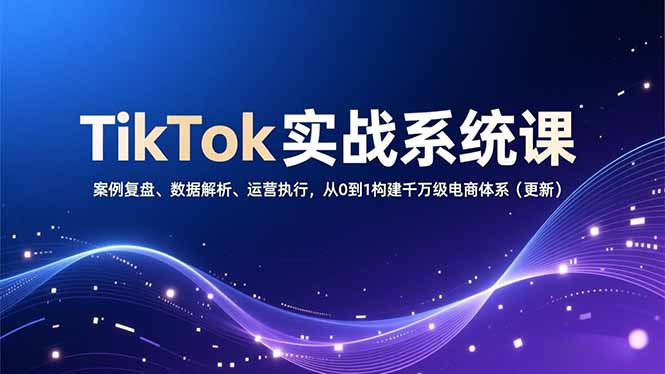 TikTok实战系统课，案例复盘、数据解析、运营执行，从0到1构建千万级电商体系(更新-好耶资源