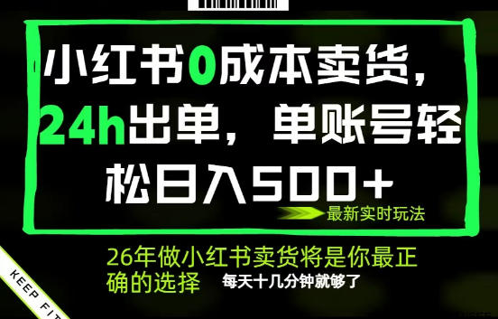 小红书0成本AI卖货，24小时出单，全流程托管，保底日入500+，每天十几分钟就够了【揭秘】-好耶资源