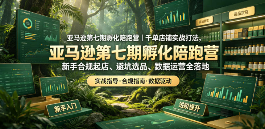 亚马逊第七期孵化陪跑营｜千单店铺实战打法，新手合规起店、避坑选品、数据运营全落地-好耶资源