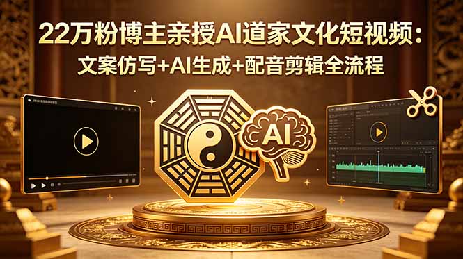 22万粉博主亲授AI道家文化短视频:文案仿写+AI生成+配音剪辑全流程-好耶资源