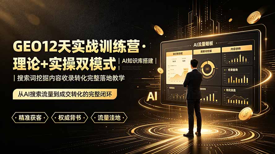 GEO12天实战训练营·理论+实操双模式｜AI知识库搭建｜搜索词挖掘内容收录转化完整落地教学-好耶资源