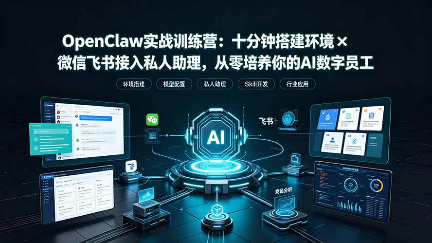 OpenClaw实战特训营：十分钟搭建环境×微信飞书接入私人助理，从零培养你的AI数字员工-好耶资源