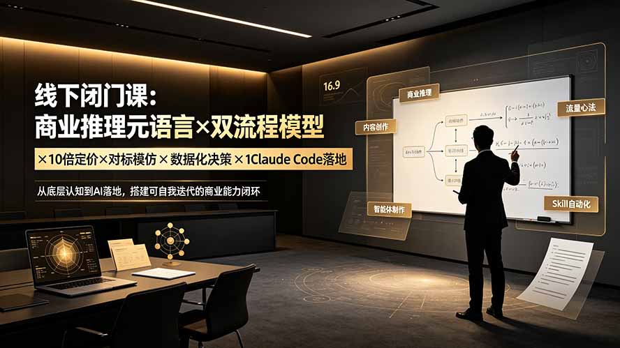 线下闭门课:商业推理元语言×双流程模型×10倍定价×对标模仿×数据化决策×Claude Code落地,击穿认知盲区-好耶资源