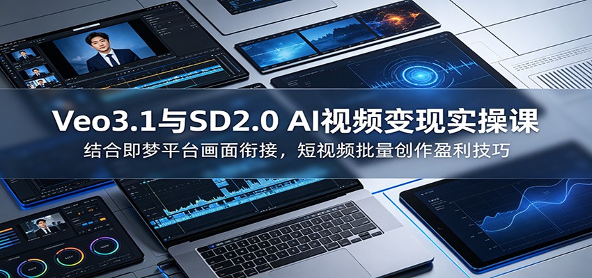 Veo3.1与SD2.0 AI视频变现实操课课:结合即梦平台画面衔接,短视频批量创作盈利技巧-好耶资源