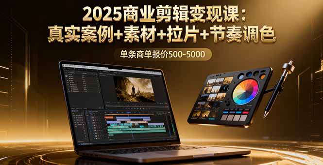 （16130期）2025商业剪辑变现课：真实案例+素材+拉片+节奏调色，单条商单报价500-5000-好耶资源