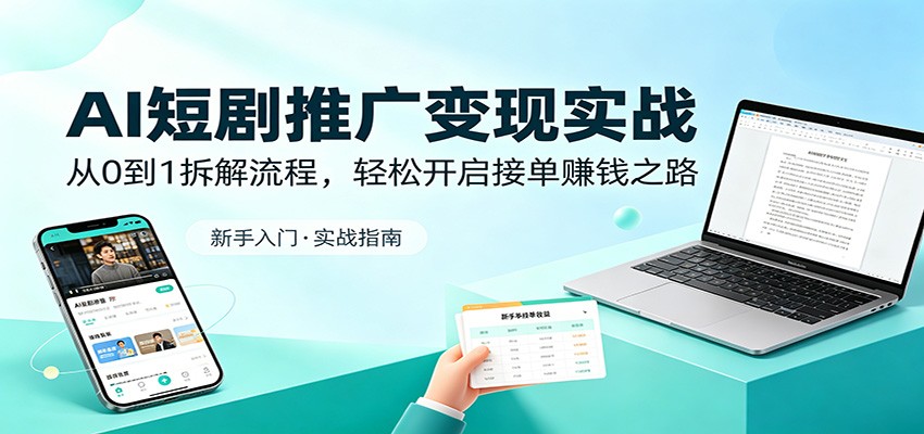 AI短剧推广变现实战：从0到1拆解流程，轻松开启接单赚钱之路-好耶资源