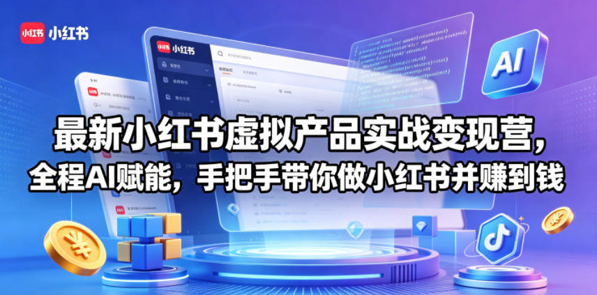 最新小红书虚拟产品实战变现营，全程AI赋能，手把手带你做小红书并赚到钱-好耶资源