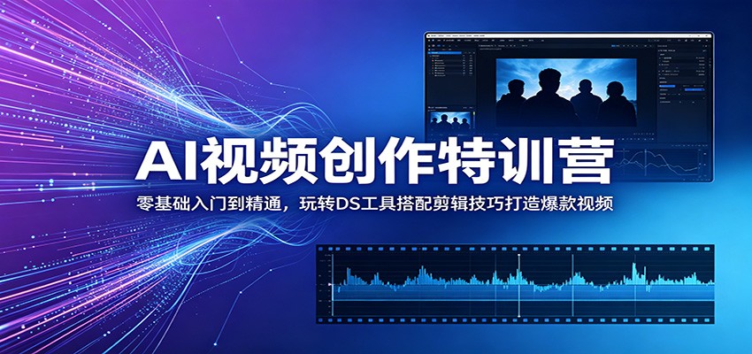 AI视频创作特训营：零基础入门到精通，玩转DS工具搭配剪辑技巧打造爆款视频-好耶资源
