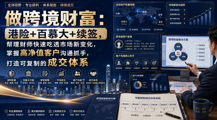 做跨境财富:港险+百慕大+续签,帮理财师快速吃透市场新变化,掌握高净值客户沟通抓手,打造可复制的成交体系-好耶资源